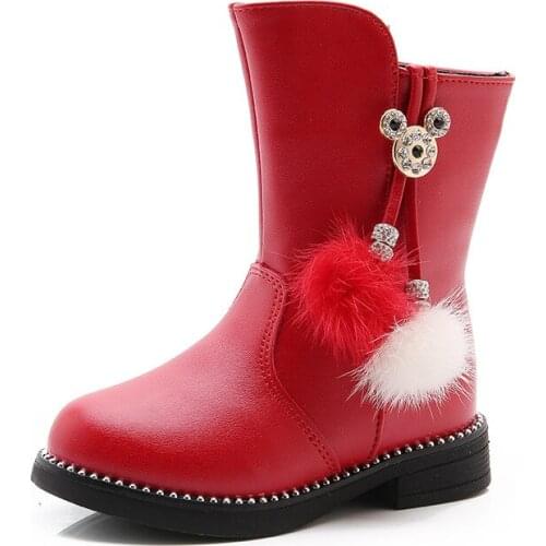 Childrens Boots New Fashion Martin Boots Winter Warm Knee Cotton Boots Non-slip Casual Princess Shoes Leather Plus Velvet shoe
