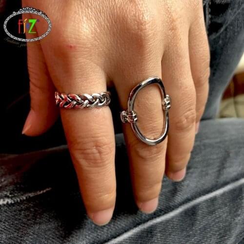 F.J4Z 2020 Trend Finger Rings Fashion Women Minimalist Ring Silver Color Twisted Alloy Rings Lady Christmas Gifts Dropship
