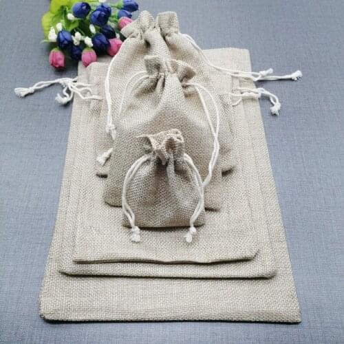 10pcs Cotton Jewelry Bag Jute Cloth Storage Bag Linen Sack Jute Bags Drawstring Pouch Gift Packaging Bags for Business Clothes