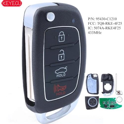 KEYECU P/N: 95430-C1210 Flip Remote Key Replacement for 2017 2018 2019 Hyundai Sonata FCC: TQ8-RKE-4F25