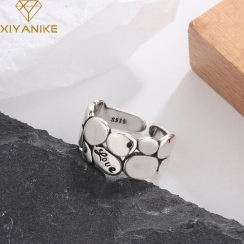 XIYANIKE 925 Sterling Silver Irregular Geometric Ellipse Ring Female Trendy Fashion Punk Retro Jewelry Birthday Party Kольца