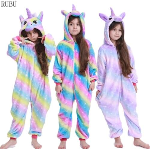Kigurumi Onesie Kids Pijamas Unicorn Pajamas for Boys Girls Animal Pyjamas Children Sleepwear for Teen Overalls 4 6 8 10 12 Year