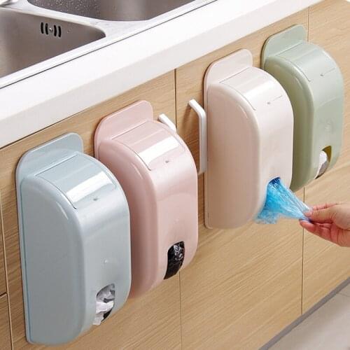 Kitchen Wall-mounted Plastic Bag Garbage Bag Storage Box Fashion Nail-free and Seamless Sticker Bag Cover Storage Rack