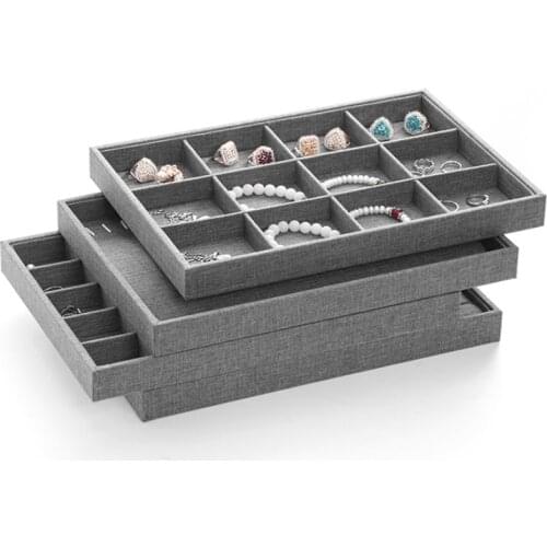 Top Sale High Gray Fabric Ring Bracelet Necklace Watch Pendant Stud Earring Hand Catenary Jewelry Tray Plate Holder Display