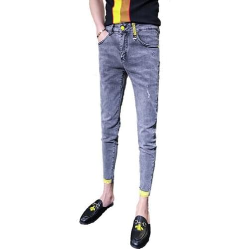 Hot 2021 Fashion Casual Trendy mens summer ankle length pants mens slim pants jeans social spirit guy leggings pencil pants