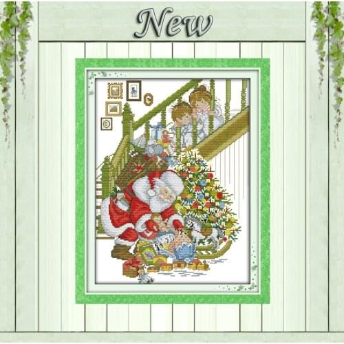 Happy Christmas Santa Claus kids home Decor counted printed on canvas DMC Cross Stitch kits 11CT 14CT needlework Set embroidery