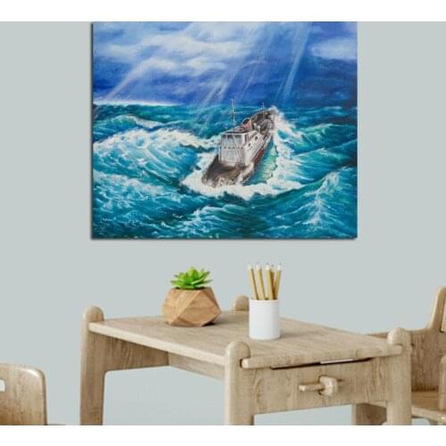 Wall Art Natural Cruise Ship Landscape Poster Oil Painting Canvas Art Home Decor For Living Room No Frame