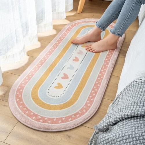 Non-slip Floor Mat Bedroom Bedside Blanket Living Room Carpet Oval Rug Girl Rug Carpets for Bedroom Room Decor