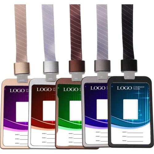 New Fashion 1PC Aluminum Alloy Card Holder Business Card ID Badge Holder Vertical Metal ID Business Case School Office Supplies