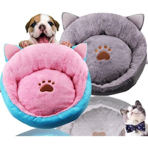 New cat ears Paw Pet Sofa Dog Beds Waterproof Bottom Soft Fleece Warm Cat Bed House