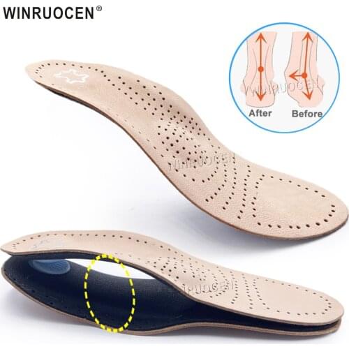WINRUOCEN Leather orthotic Arch Support Flat Feet Orthopedic Insoles Foot X/O Type Leg Sports Shoes Men and Women Inserts pad