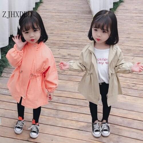 Autumn Toddler Girls Windbreaker Jackets Cotton Girl Trench Coat Double-breasted Baby Outerwear Kid School Wear Children Clothes