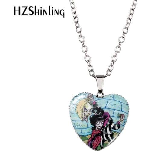 2020 New Beetlejuice and Lydia Pendant Necklace Glass Dome Photo Jewelry Art Printed Heart Pendants Necklaces