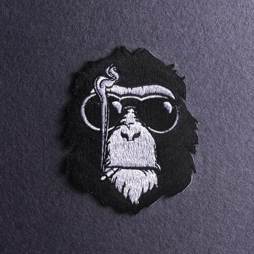 Gorilla Skull Patch Embroidered Patches For Clothing Punk Badge Iron On Patch On Clothes Stripe Applique Patches Stripe Sticker