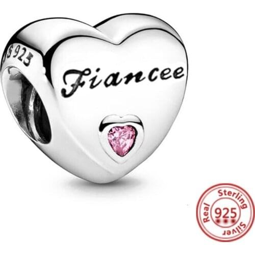 Paylor 925 Sterling Silver Original Heart Fiancee Diy Bead Fit European Pandora Charms Bracelet Bangles DIY Jewelry