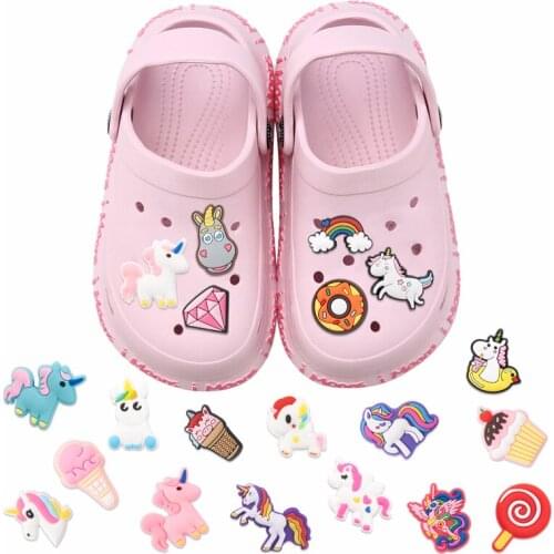 20Pcs Unicorn Shoe Charms Clogs Decoration Little Horse Ornament Birthday Gift Slip on Treasure Toy Mini Party Supplies for Kids
