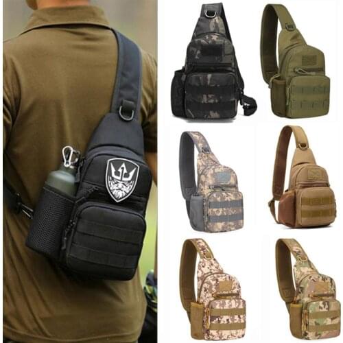 Portable Molle Military Crossbody Bags Army Camouflage Tactical Shoulder Bag Camping Hunting Bottle Pouch Outdoor Chest Pack