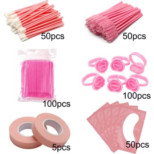 Eyelash Extension Supplies Set Lashes Micro Brush Tape Glue Ring Eye Pad Disposable Lip Gloss Mascara Applicator Eyelashes Tool