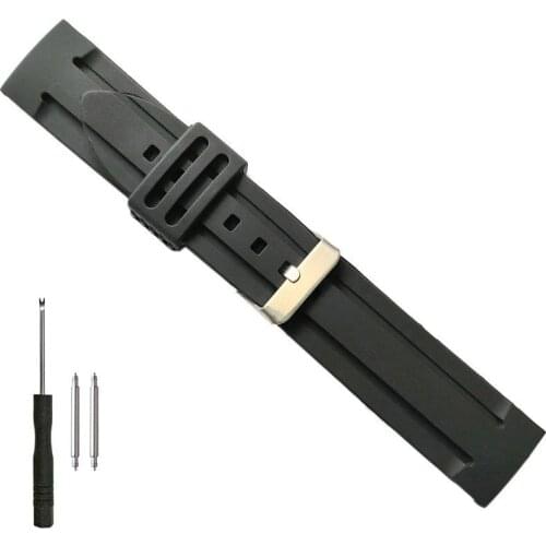 26mm Silicone Rubber Watch Band Soft Black Replacement Strap for Mens Fashion Casual Sports Diver Brand Watches