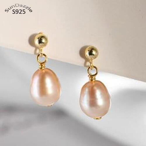 Genuine Natural Freshwater Pearls Real Pure Solid 925 Sterling Solid Silver Stud Earrings for Women Jewelry Female Gold Earring