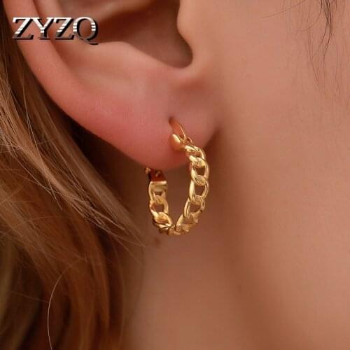 ZYZQ Trendy Hoop Earrings For Women With Soft Chain Circle Design Anniversary Present Elegant Accessories For Wife Ear Jewelry