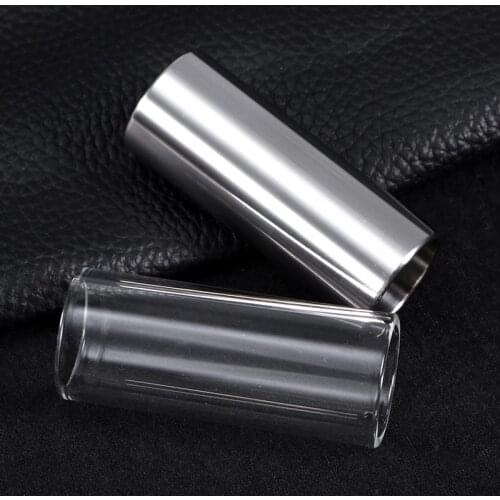 2Pcs 60MM Glass Slide and Stainless Steel Slide Medium Bottleneck Slide for Guitar Bass Guitar Accessories Parts