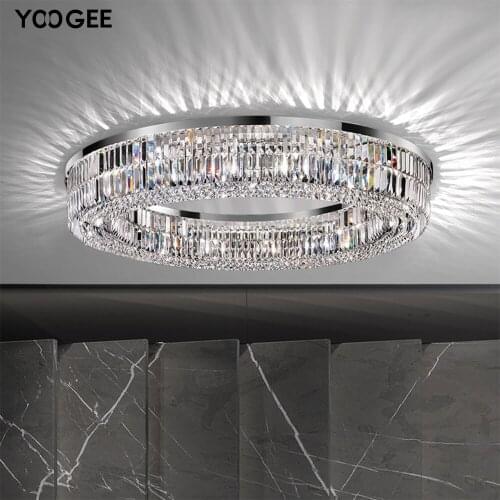 Modern luxury ceiling chandelier for living room large ring/square led home lights fixtures chrome cristal indoor lamp