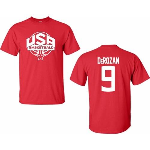 USA Mens Basketball DeMar DeRozan 9 FRONT BACK Mens Tee Shirt 1457