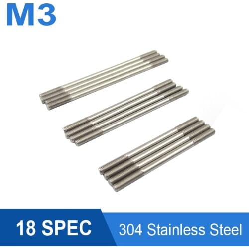 10pcs M3 Stainless Steel Push Rod L25/30/35/40/45/50/55/60/65/75/85/95/100/110/120/130/140/150mm connect Rods Thread Length 10mm