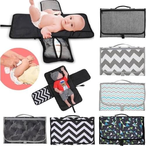 Waterproof Changing Pad Covers Travel Folding Grey Diaper Cover Mat Reusable Diapers Mat For Newborns Baby Changer Mattress Pads
