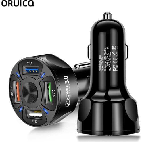 Vumpach 4 Ports USB Car Charge 48W Quick 7A Mini Fast Charging For iPhone 11 Xiaomi Huawei Mobile Phone Charger Adapter in Car