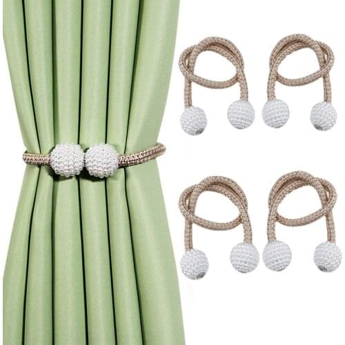 4Pcs Pearl Magnetic Curtain Clip Curtains Holder Tieback Buckle Hanging Ball Buckle Tie Back Curtain Accessories Home Decor