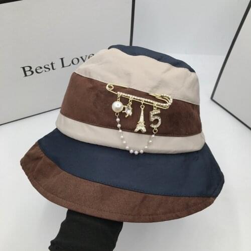 Spring summer the new Japanese faux suede basin cap womens bucket hat diamond fashion leisure literature