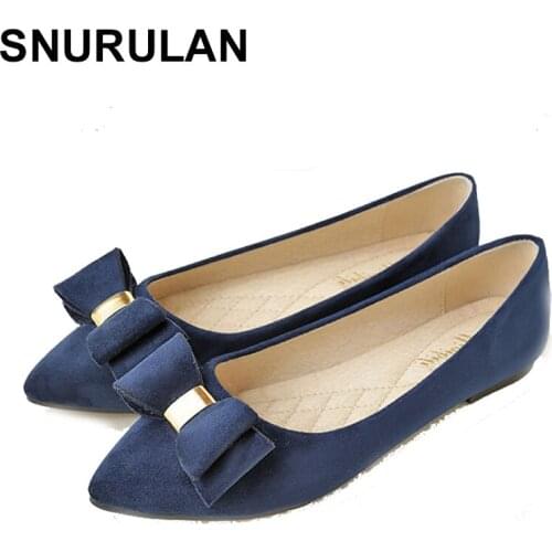 SNURULAN Black Flats Elegant Shoes For Woman Big Size Shoes Woman Butterfly-knot Vintage Shoes Women Fashion Mocassin Femme Dame