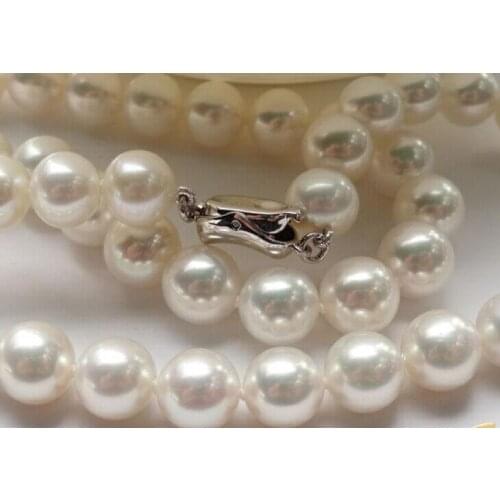 18” 10-11mm genuine natural south sea white pearl necklace 14k