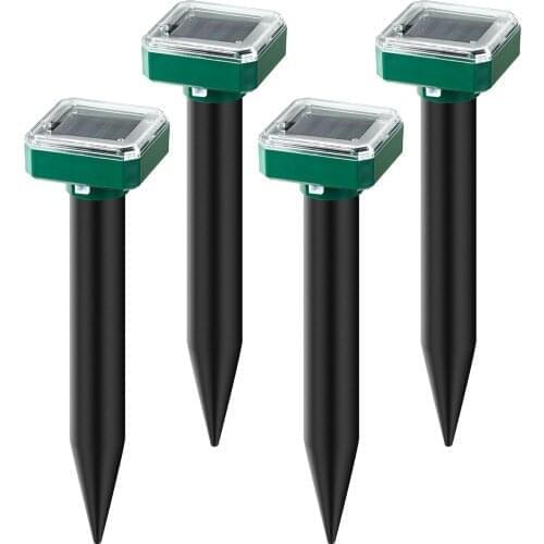 4pcs Solar Powered Ultrasonic Rodent Repeller Outdoor Garden Mouse Pest Repellent Yard LED Light Repelle