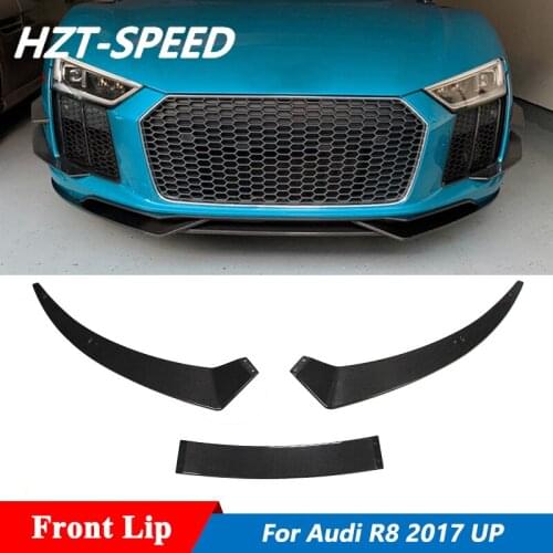 3 PCS Carbon Fiber Material Front Shovel Chin Bumper Lip For Audi R8 V10 Coupe Car Body Kit Tuning 2017 UP