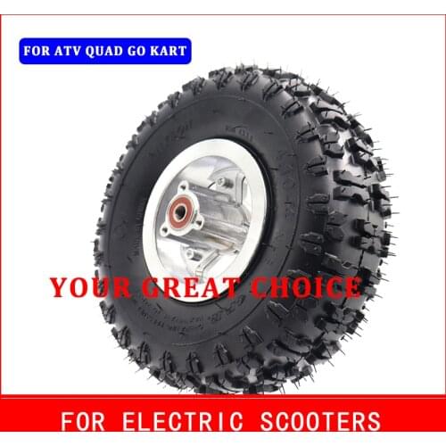 4.10/3.50-4 410/350-4 4.10-4 Tires Wheels 4 Inch Hub Rim with 4.10-4 Tyre and Inner Tube Fits ATV Quad Go Kart 47CC 49CC