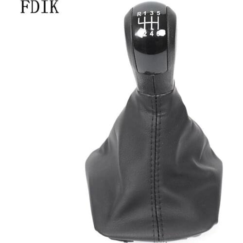 FDIK 5/6 Speed Chrome MT Car Gear Shift Knob Gearstick Gaiter Boot Kit For Skoda Octavia MK2 2004-2012