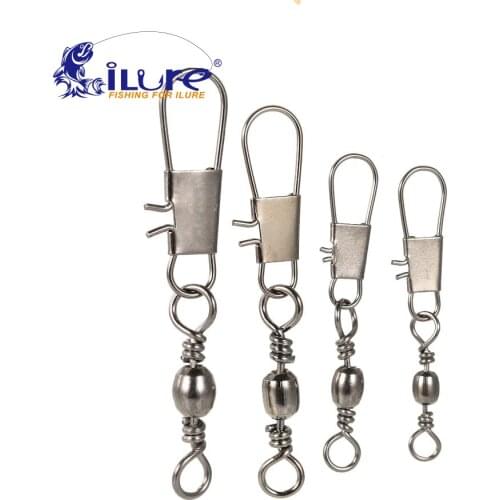 50 Pcs/lot swivel snap lock fishing lure tackles 30mm/35mm/40mm/47mm fishing tools hooks accessories plug copper swivel Pesca