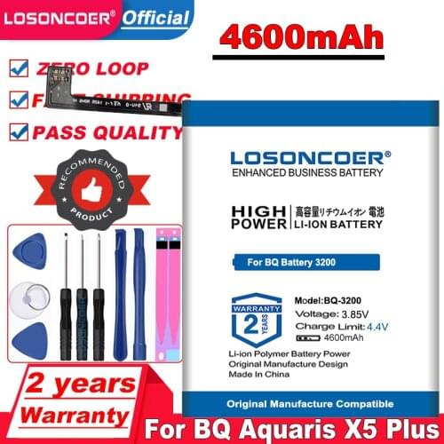 LOSONCOER Top Brand 100% New 4600mAh BQ 3200 Battery for BQ Aquaris X5 PLUS BQ Battery 3200 Bateria Batteries