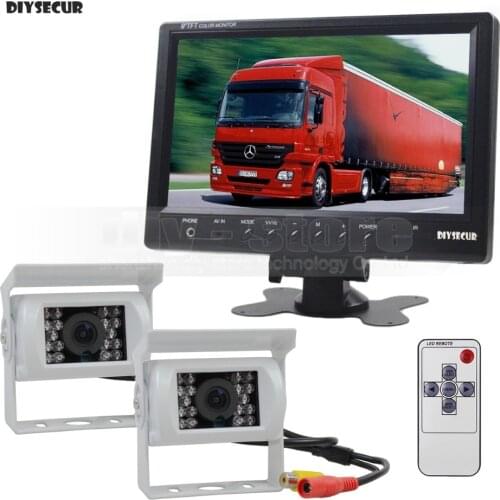 DIYSECUR Wire 9 inch Rear View Monitor Car Monitor + 2 x Rear View Waterproof CCD Car Camera Kit for Bus Horse Trailer Motorhome