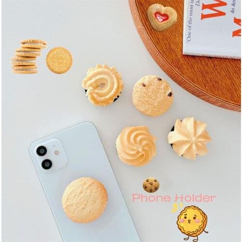 Cookies Shaped Bracket Folding Phone Holder Stand For iPhone Xiaomi Samsung Support Telephone Mobilephones Finger Ring Grip Tok
