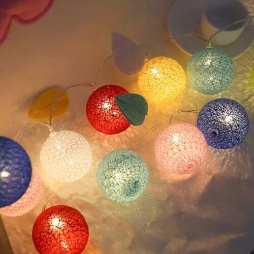 3.5CM Cotton Ball Light String Garland Fairy Christmas Lamp 3M 20 LED Holiday Wedding Party Home Bed Decoration