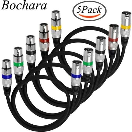 Bochara 5pcs Pack XLR Cable Male to Female 3Pin jack Audio Cable Foil+Braided Shielded For Microphone Mixer Stage Light