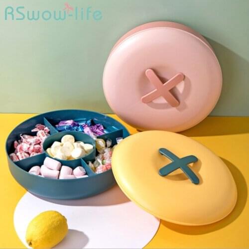 Creative Living Room Plastic Fruit Tray Household Round Candy Box Storage Box Snack Tray For Kitchen Storage Container