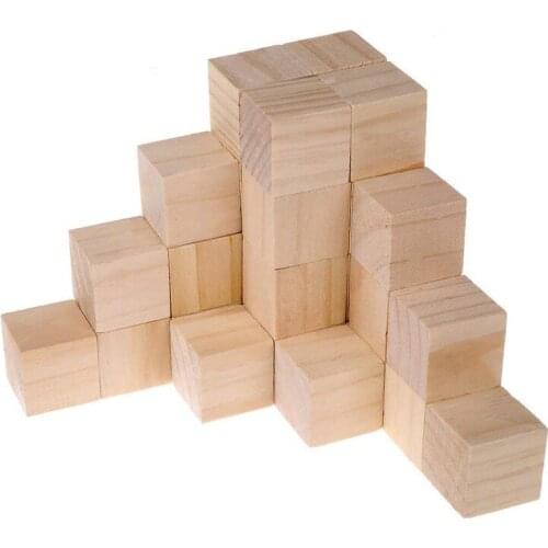 Unfinished Blank Mini DIY Wooden Square Blocks 1.5/3.5cm Wood Solid Cubes For Woodwork Craft Kids Toy Puzzle Making Material