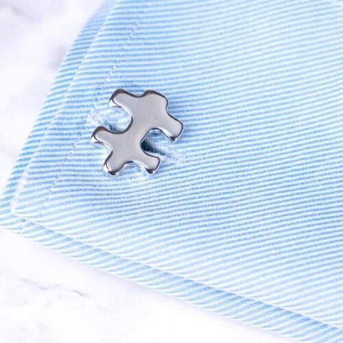 Novelty Puzzle Cufflinks Silver Plated French Cuff Jewelry For Shirt Suit Dress Wedding Business Christmas Gift