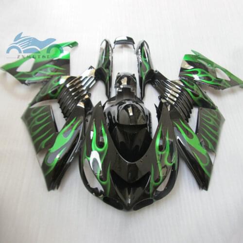 Upgrade your Injection fairings kit for KAWASAKI Ninja ZX14R 2006-2010 2011 sports fairing kits ZX 14R 06-11 green flames sets