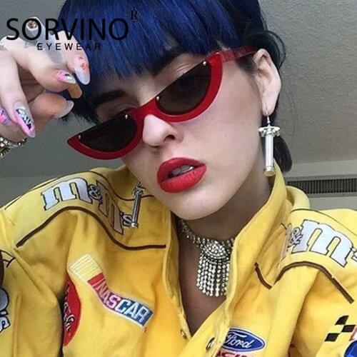 Half Moon Small Size Oval Sunglasses Women Brand Designer Retro Vintage Ladies Clear Len Cat Eye Frame Sun Glasses Female Shades